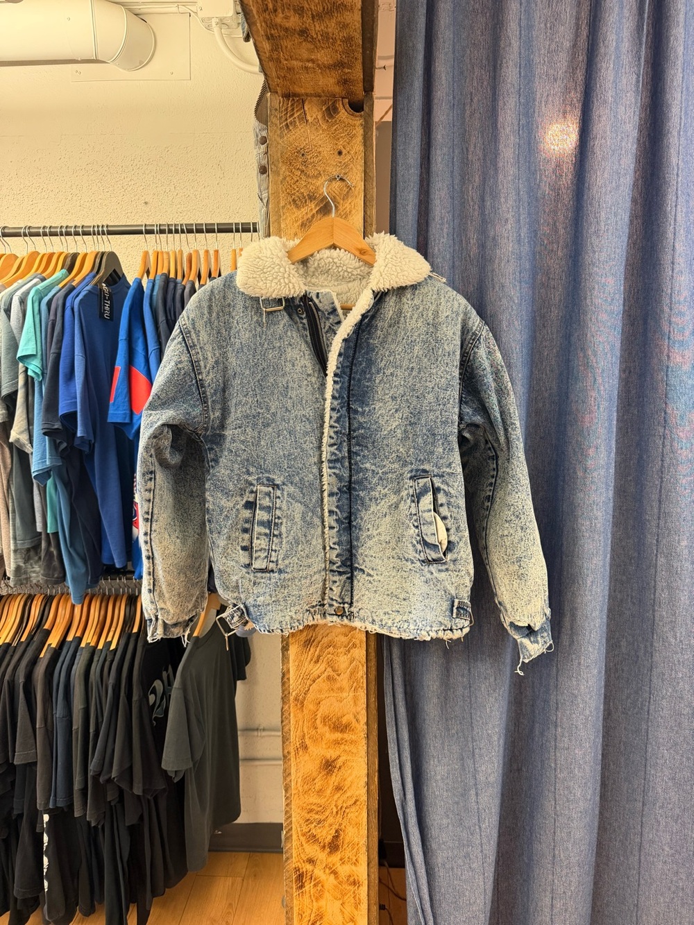Vintage denim fur jacket
